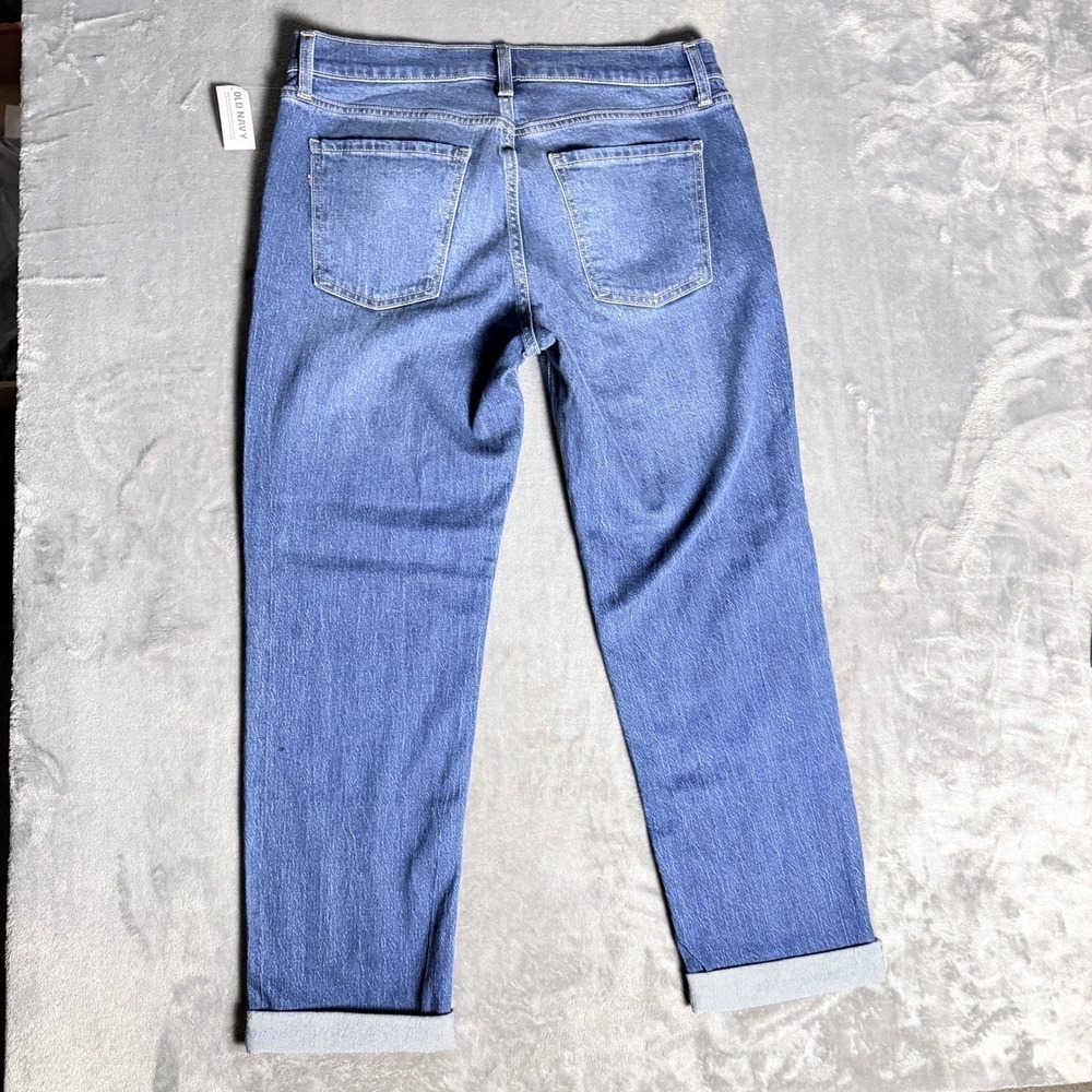 New Old Navy Wow Boyfriend Jeans Womens 8 Short Mid Rise Medium Wash Blue Denim - Picture 6 of 6